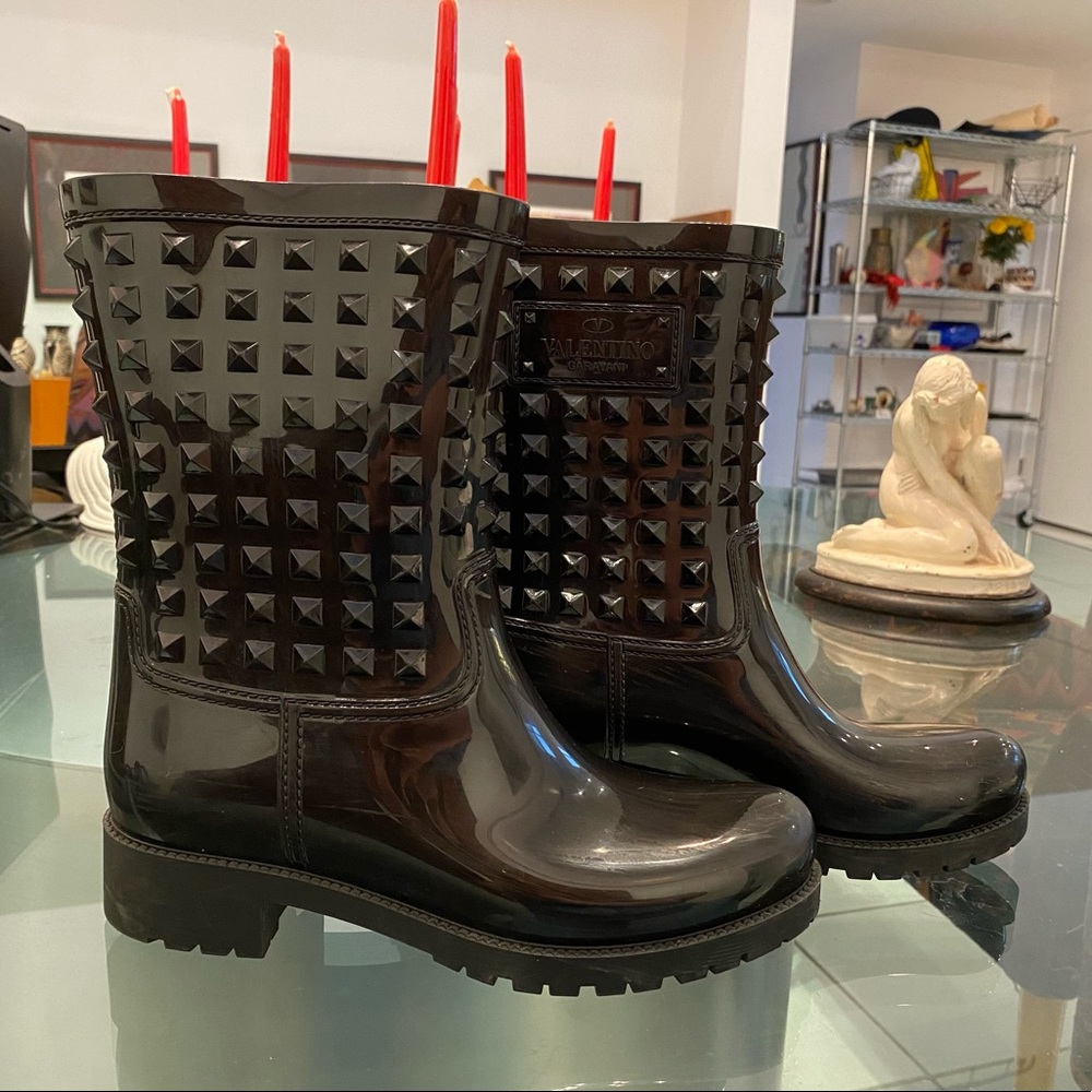 Valentino Rockstud Rain Boots - Size 40 EU